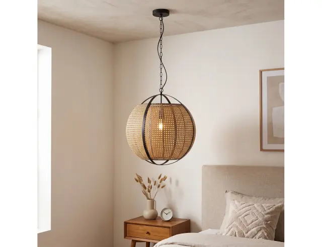 Φωτιστικό Οροφής Bayu PTMD Luxury Living Μονόφωτο, με λαμπτήρα E27 και διαστάσεις 50x50x55cm - Black/Beige 122022