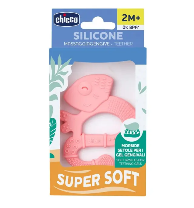 Chicco Βρεφικός Μασητικός Κρίκος Οδοντοφυΐας Σιλικόνης Ροζ Για 2+ Μηνών 2