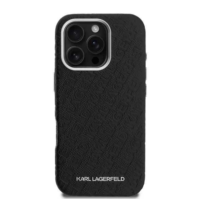 Karl Lagerfeld Grained PU Repeated Logo MagSafe Case for iPhone 16 Pro Max Black 3