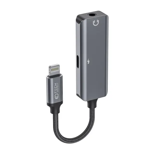 Tech-protect Ultraboost Adapter Lightning/mini jack 3.5mm + Lightning Black