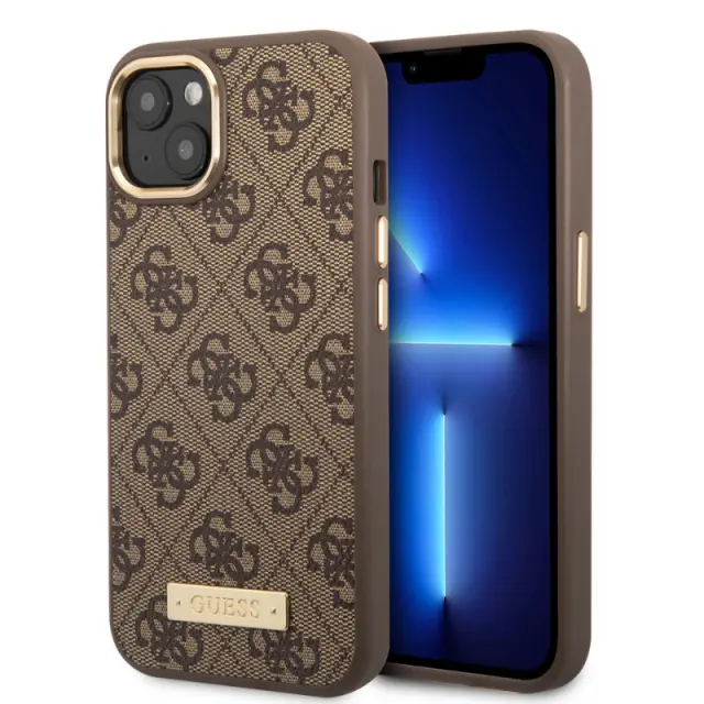 Guess iPhone 14 Hardcase Backcover-Magsafe Compatible – Brown