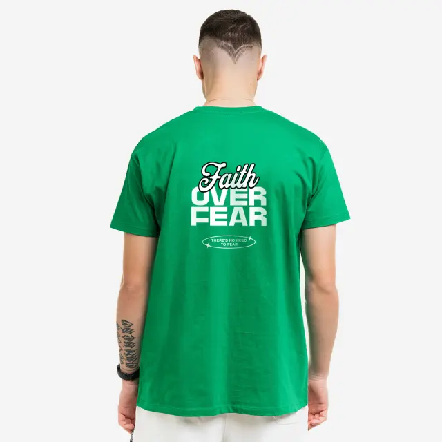 T-shirt Noshame® Πράσινο με τύπωμα Faith over Fear - 122577 - XXL