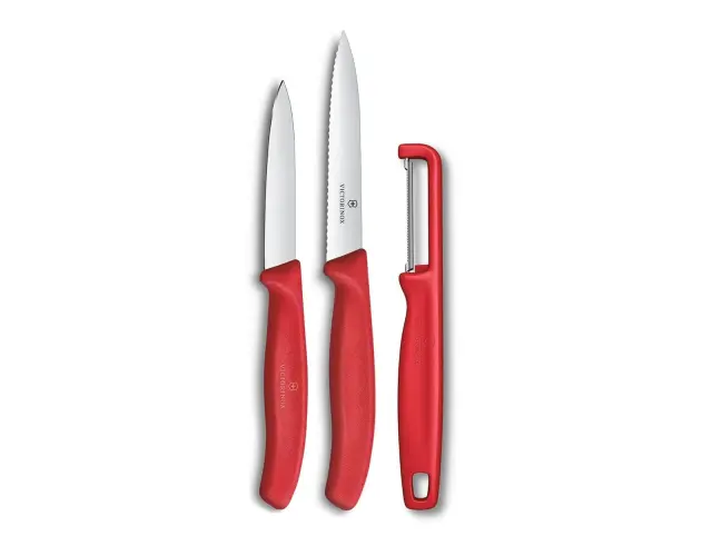 Σετ Μαχαίρια Γενικής Χρήσης & Αποφλοιωτής Victorinox Swiss Classic με μήκος λεπίδας 8cm και 10cm - Red - 3 τεμάχια6.7111.33C1 3