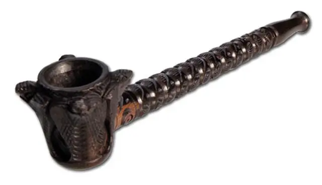 Ξύλινη Πίπα με Ανάγλυφα Σχέδια Μαύρη 18cm - Ebony