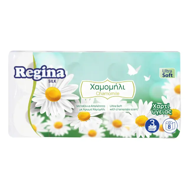 Χαρτί υγείας REGINA Silk Χαμομήλι 8 τεμ.