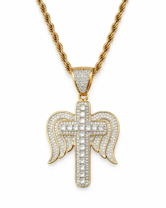 Ghetto Cross CZ Stones Necklace Hip Hop
