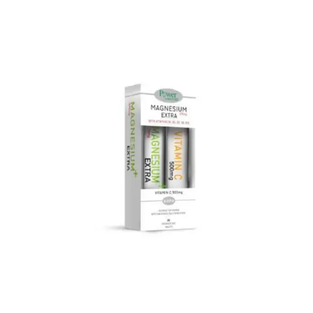 Power Of Nature Magnesium Extra 375mg, 20 αναβράζοντα δισκία & Vitamin C 500mg, 20 αναβράζοντα δισκία