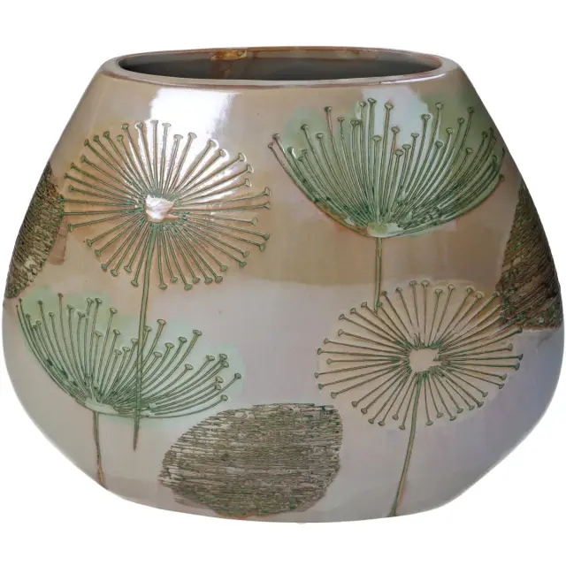 Βάζο Οβάλ Taupe Κεραμικό 28x10.5x23cm
