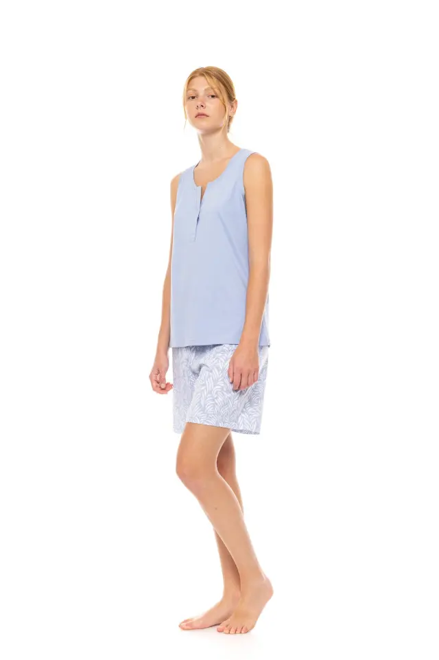 S1497 - Type - PYJAMA SHORTS ICE BLUE FLEUR 3