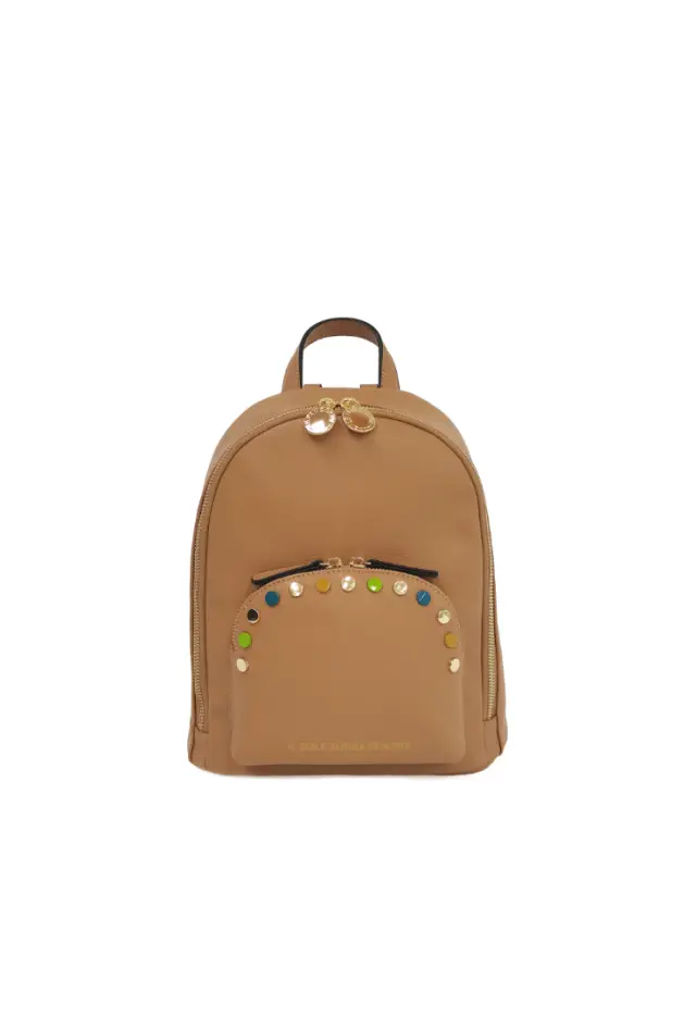 LE PANDORINE - tobacco Brenda Backpack With Studs Multicolor