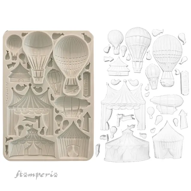 Καλούπι σιλικόνης A5, 15×21cm, Stamperia, Alice in Christmas, Circus and Air Balloons