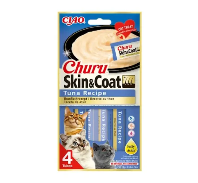 Ciao Churu Skin & Coat Λιχουδιά σε Κρέμα με Γεύση Τόνο για Γάτες (4x14gr) Μονόχρωμο