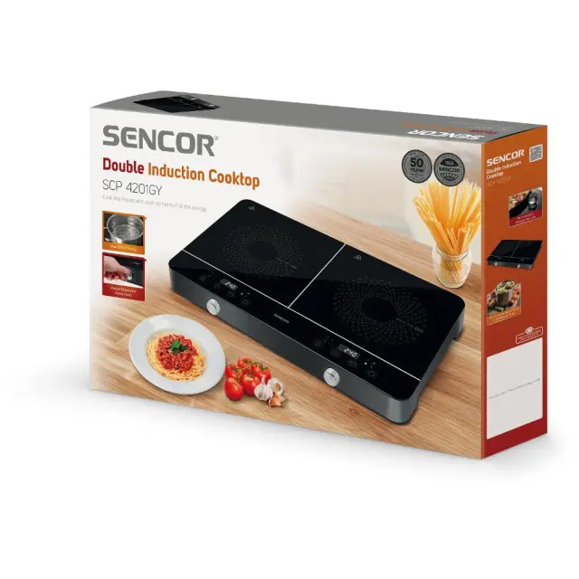 Φορητή Επαγωγική Εστία Διπλή 3500W 12-26cm Sencor SCP 4201GY Μαύρη 2