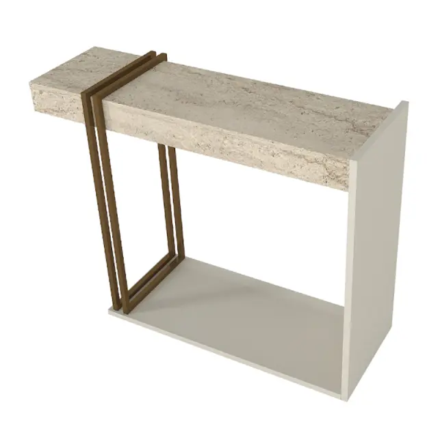 Κονσόλα Desca Megapap χρώμα travertine - sandstone - χρυσό 91,8x29,6x74,2εκ. 2