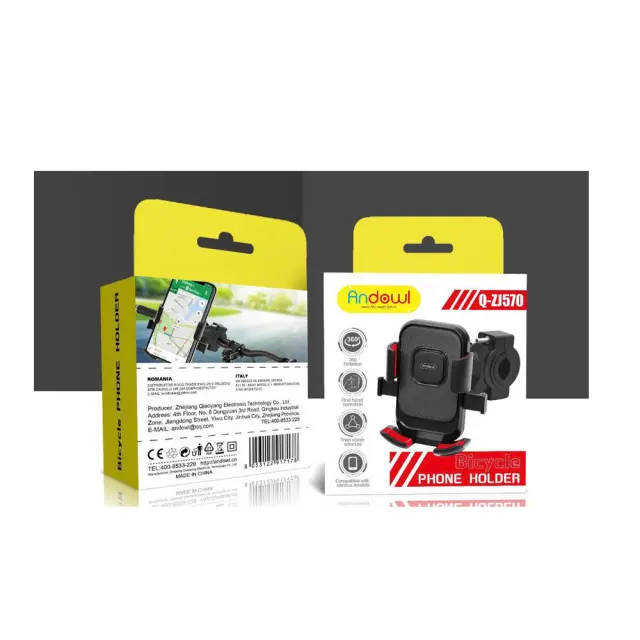 Andowl Q-ZJ570 Βάση Στήριξης Κινητού Τηλεφώνου Για Ποδήλατο 360° Μαύρο 2
