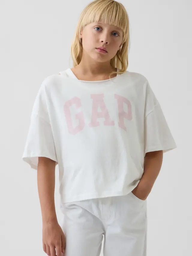 Παιδική Μπλούζα Oversized με Ανοιχτή Λαιμόκοψη New off white