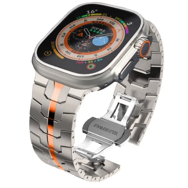 Tech-Protect Stainless Line Bracelet Apple Watch 4 / 5 / 6 / 7 / 8 / 9 / SE / Ultra 1 / 2 42/44/45/49mm Titanium Orange 3