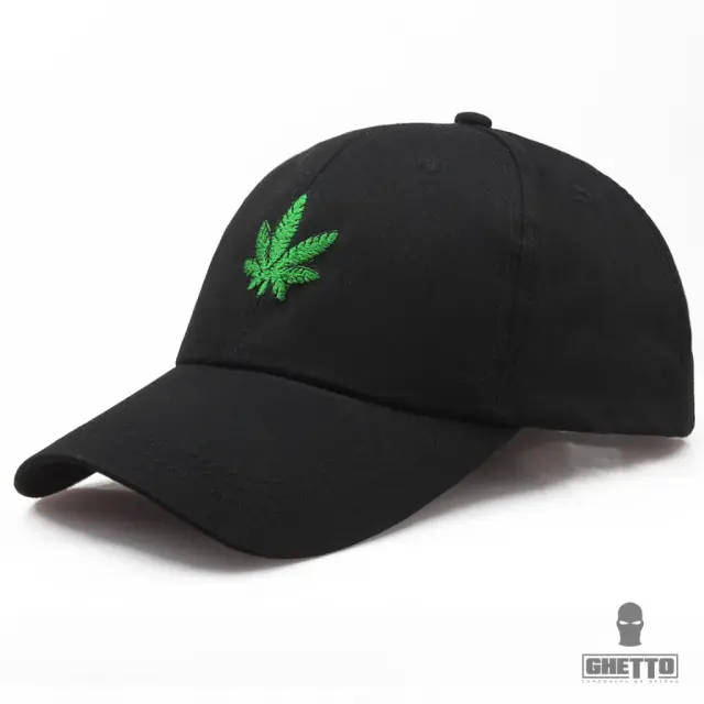 Ghetto Cap Maple Leaf Embroidery 6-Panel Black
