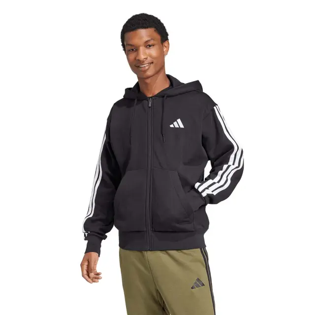 adidas Sportswear Men's 3Stripes Fleece Full-Zip Hoodie Μαύρο JD1870 (adidas Sportswear)