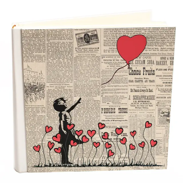Άλμπουμ my album Heart & Girl Newspaper boho style με ριζόχαρτο 35x35cm και κουτί άλμπουμ
