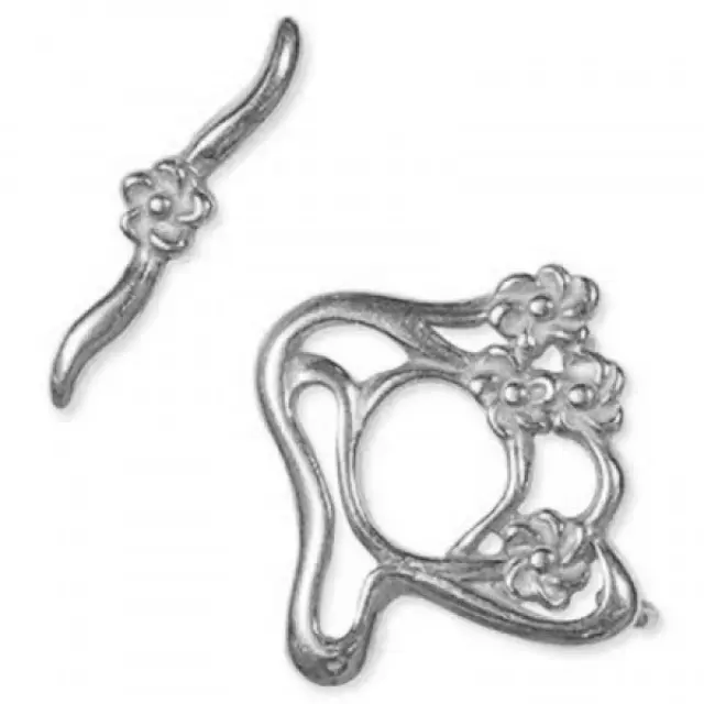 Κούμπωμα Flower 22mm με Πείρο - Antique Silver - 1τεμ