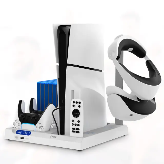 iPega P5S028 All-in-One Charging Stand with Cooling for PS5/PS5 Slim/PS5 Pro White 2