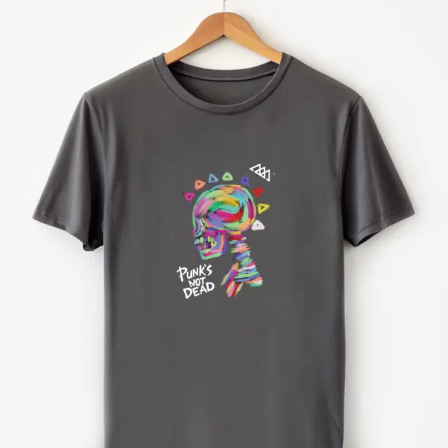 T-shirt Noshame® Ανθρακί με τύπωμα Punk's not De*d - 122413 - XXL 2