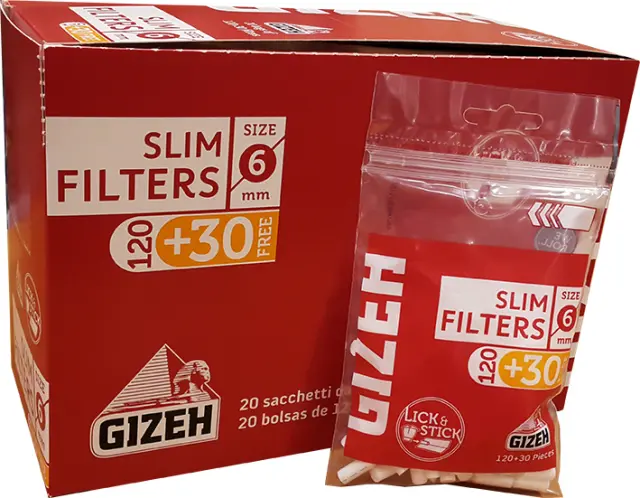 Gizeh Φιλτράκια Slim σε Σακουλάκι 6mm - 20τεμ.