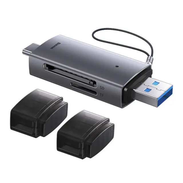 Baseus Συσκευή Ανάγνωσης Καρτών Μνήμης SD/TF, USB + USB-C Lite Series (Γκρι) 3