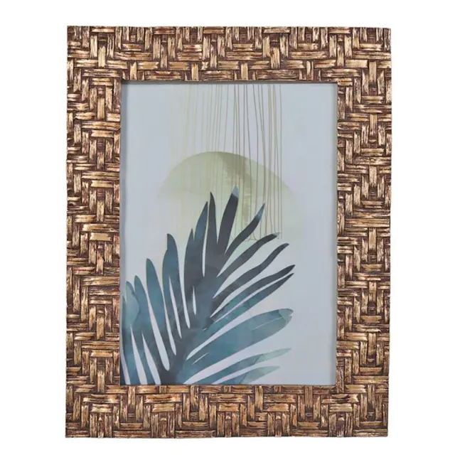 Φωτωγραφοθήκη χρυσή κορνιζά ψάθα 13x18cm Zaros KAL-2293
