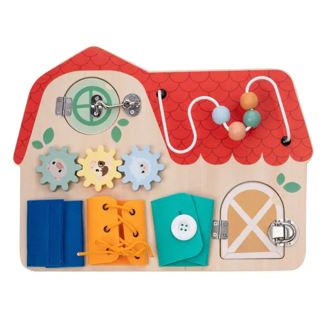 FreeON Free2Play Ξύλινος Πίνακας Δραστηριοτήτων Montessori με Πόρτες και Παράθυρα 18+ Μηνών