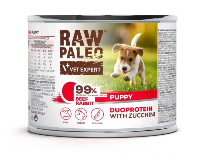 RAW PALEO Duoprotein Beef & Rabbit Puppy - wet dog food - 200g