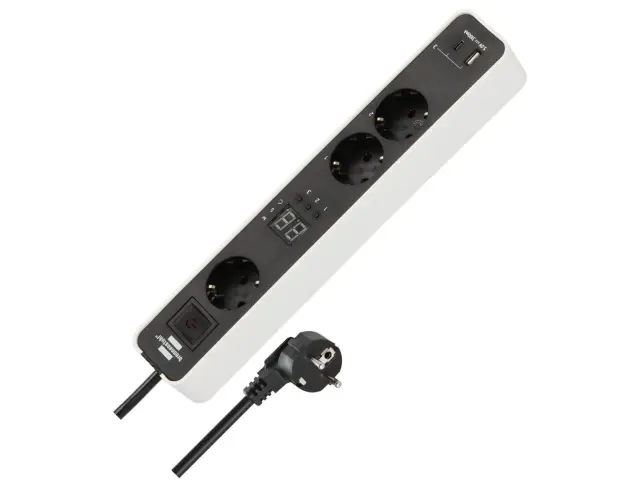Πολύπριζο Ecolor Brennenstuhl - 3x Schuko - 1x USB-A, 1x USB-C - Διακόπτη On/Off - 3x Χρονοδιακόπτες - Καλώδιο 1.5m - White / Black150170