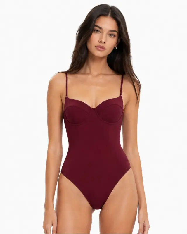 Calvin Klein Γυναικείο Ολόσωμο Μπορντό Μαγιό 3