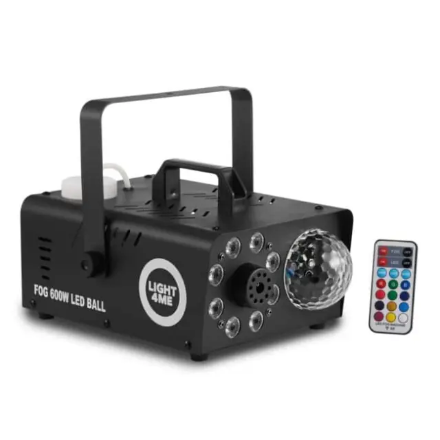 LIGHT4ME FOG 600W LED BALL fog machine fog generator 8x1W RGB backlight smoke effect 6x1W R/G/B/W/A/P disco ball wireless remote control mounting bracket