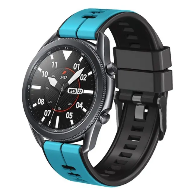 Dual Colour Λουράκι για Smartwatch 22mm-Sky Blue/Black OEM