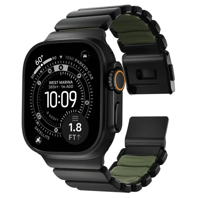 Nomad Stratos Band Black Titanium Forest Green FKM AW 45/46/49mm 3
