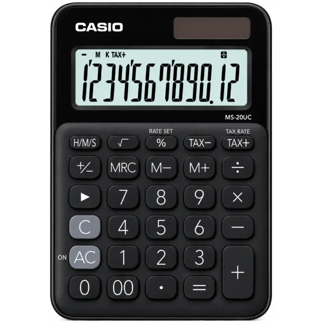 Αριθμομηχανή Dual 12 Ψηφίων LCD Display Casio MS-20UC-BK Μαύρη