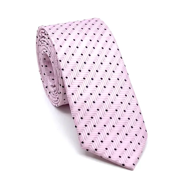 Γραβάτα Microfiber σε Ροζ Μοτίβο Σετ με Μαντηλάκι