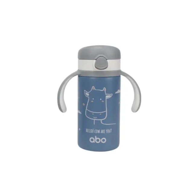 ABO Παγούρι Θερμός 280ml Με Χερούλι Και Καλαμάκι Hello! Cow Are You? 233111