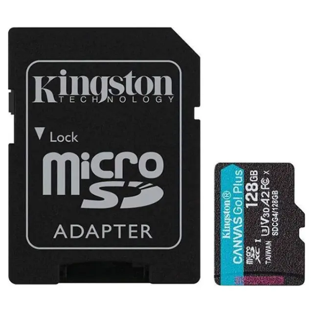 Kingston microSD 128GB CanvasGo+ 200MB/s A2 U3 V30 adapt (SDCG4/128GB) (KINSDCG4-128GB)