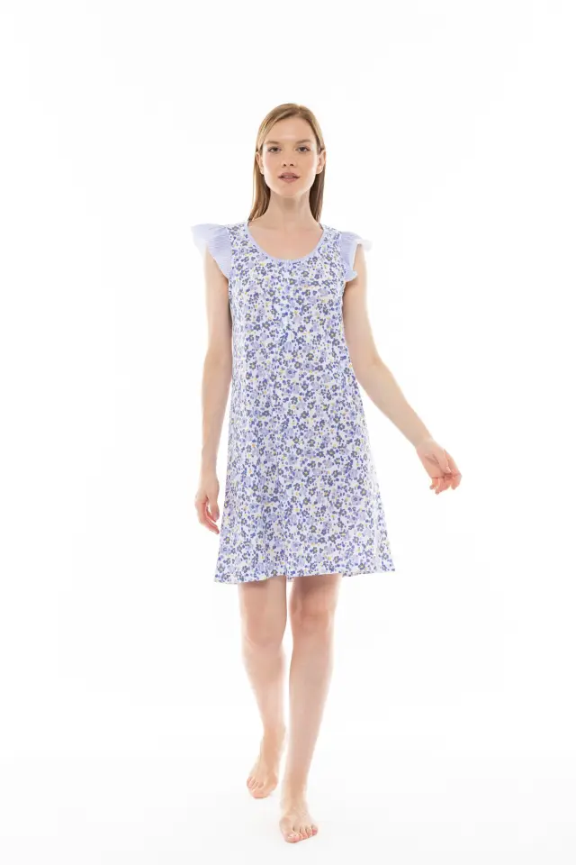S1296 - Type - NIGHTGOWN BLUE FLOWER STRIPE - M