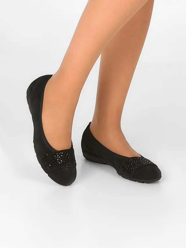 Gabor Μπαλαρίνες Γυναικείο δέρμα Nubuck Μαύρο GAB/54167 17-SCHWARZ 2