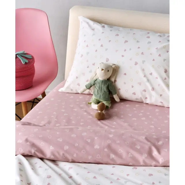 Σετ Παιδικά Σεντόνια Μονά 3 Τεμαχίων Kentia Matera 18 White-Dusty Pink- Veraman- Golden 160x245 2
