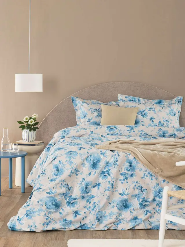 Σετ Σεντόνια 170x270 Μονά Ivy Palamaiki IS812 White-Blue Χωρίς Λάστιχο100% Βαμβακοσατέν 2