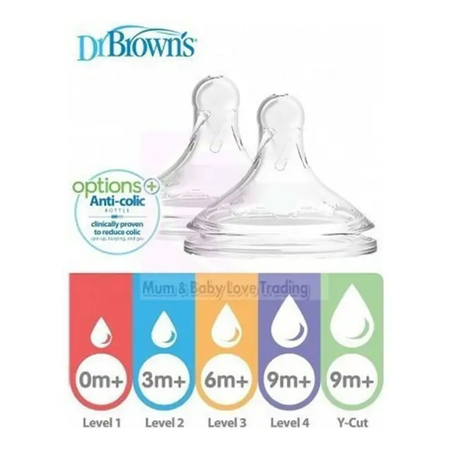 Dr. Brown's Natural Flow Level 3 6m+ Θηλές Σιλικόνης για Μπιμπερό Options+ Με Φαρδύ Λαιμό Επίπεδο 3 (WN3201), 2τμχ 2