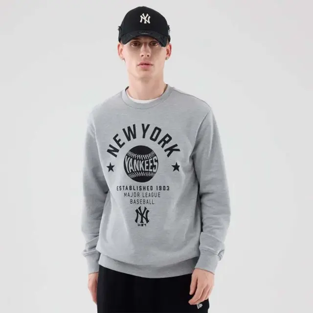 New Era Men's MLB Graphic New York Yankees Regular Crew Neck Sweatshirt Γκρι 60897391 (New Era) 2