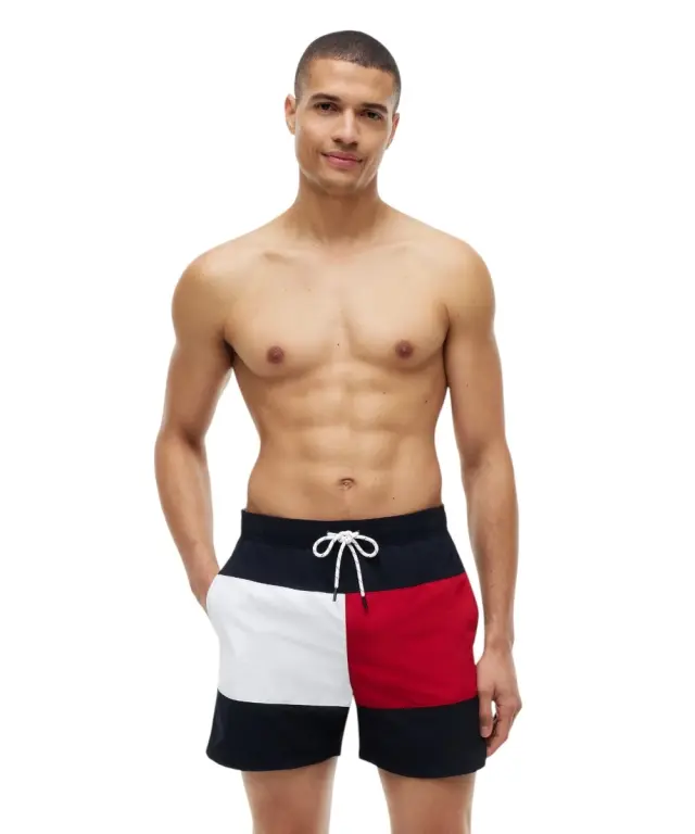 Tommy Hilfiger - Ανδρικό Μαγιό Σορτς Colour-Blocked Mid Length UM0UM03840-DW5 Μπλε Σκούρο - S 2