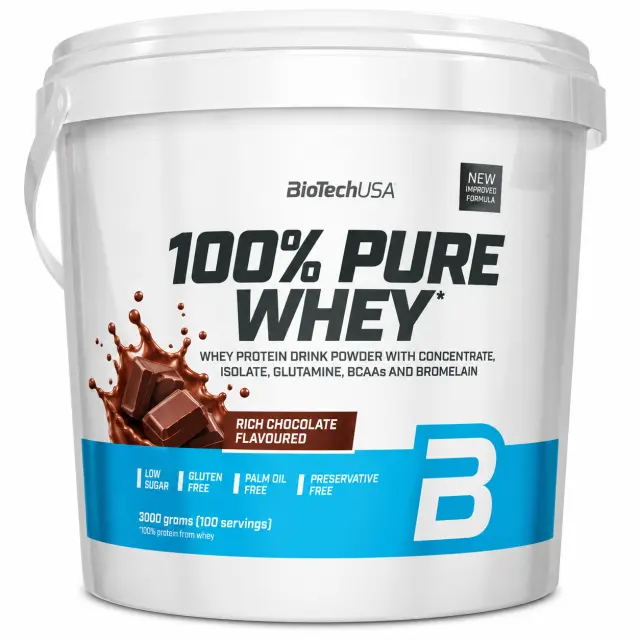 Biotech USA 100% Pure Whey Πρωτεΐνη Ορού Γάλακτος Χωρίς Γλουτένη με Γεύση Chocolate 3.000gr