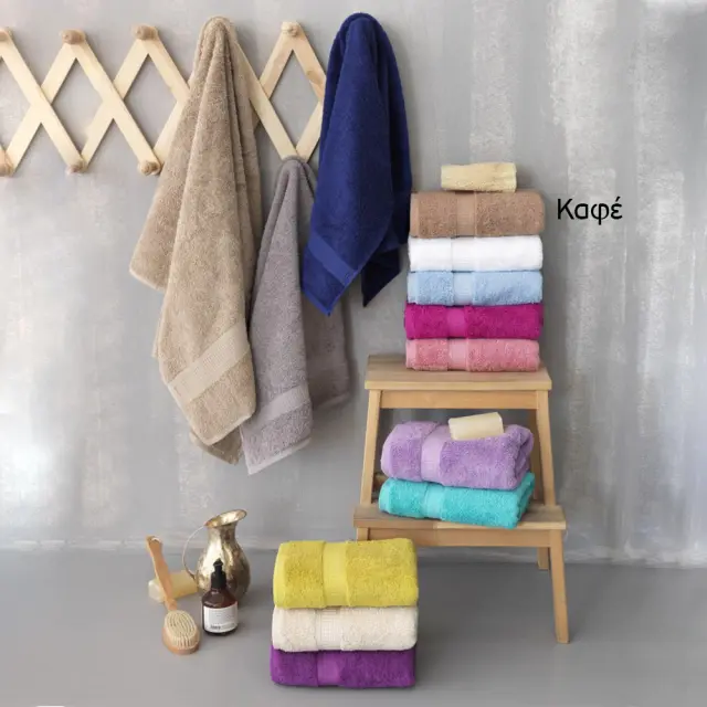 Πετσέτες σετ 3 τμχ μπάνιου καφέ Premium Towels Collection Palamaiki Jolie 9-090338-001 2